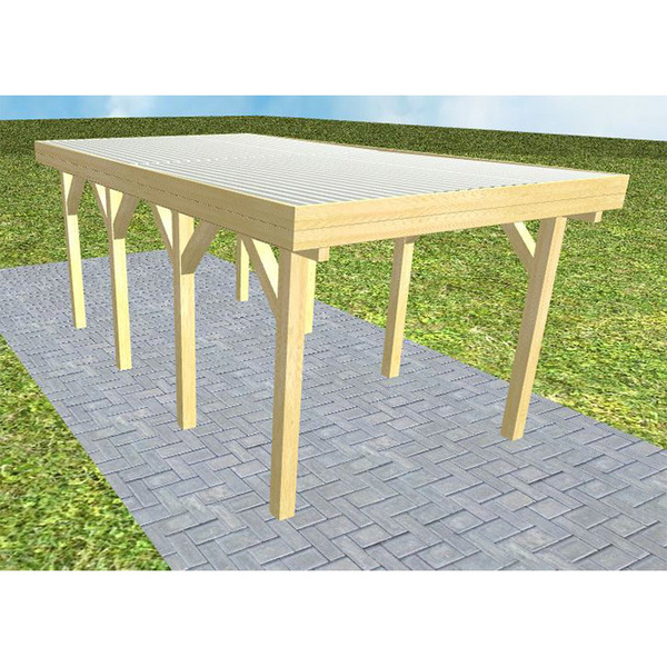 Carport Bergen KT Classic Holzblende, Flachdach mit Stahl-Trapezplatten Antikondens