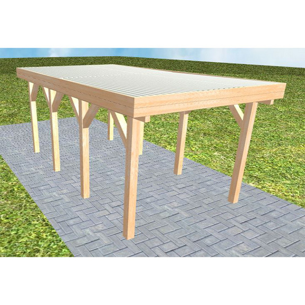 Carport Bergen KT Perfect Holzblende, Flachdach mit Stahl-Trapezplatten Antikondens