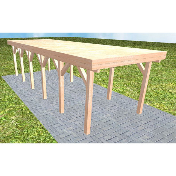 Carport Bergen LG Natur Holzblende, Flachdach vorb.f. Gründach