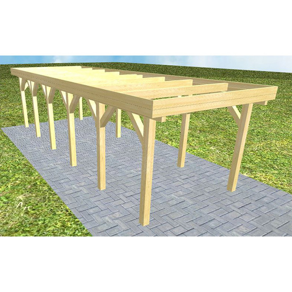 Carport Bergen LO Classic Holzblende, Flachdach ohne Bedachung
