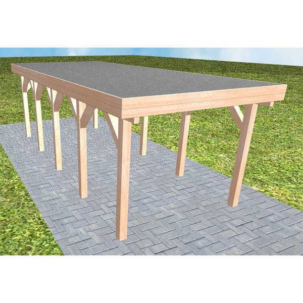 Carport Bergen MF Natur Holzblende, Flachdach mit EPDM Folie