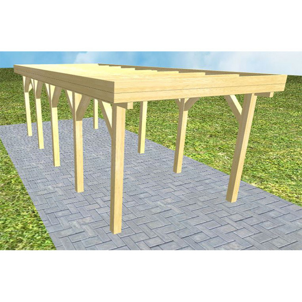 Carport Bergen MO Classic Holzblende, Flachdach ohne Bedachung