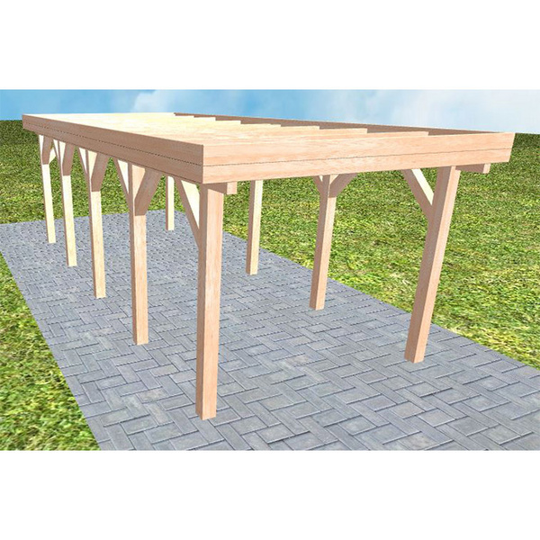 Carport Bergen MO Natur Holzblende, Flachdach ohne Bedachung