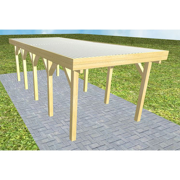 Carport Bergen MT Classic Holzblende, Flachdach mit Stahl-Trapezplatten Antikondens