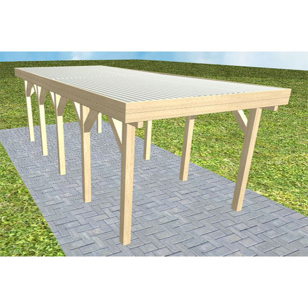 Carport Bergen MT Master Holzblende, Flachdach mit Stahl-Trapezplatten Antikondens