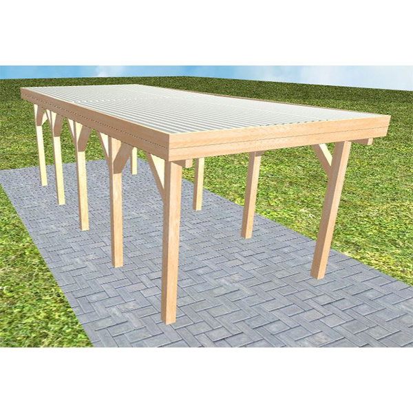 Carport Bergen MT Perfect Holzblende, Flachdach mit Stahl-Trapezplatten Antikondens