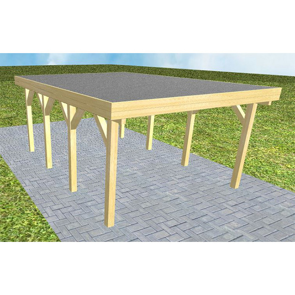 Carport Borkum KF Classic Holzblende, Flachdach mit EPDM Folie