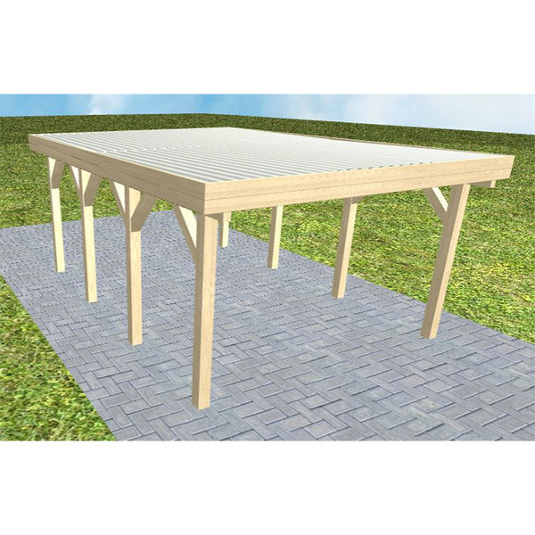 Carport Borkum KT Master Holzblende, Flachdach mit Stahl-Trapezplatten Antikondens