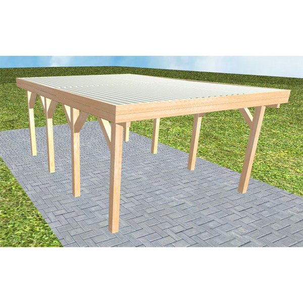 Carport Borkum KT Perfect Holzblende, Flachdach mit Stahl-Trapezplatten Antikondens