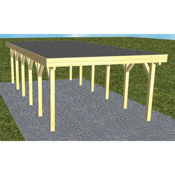 Carport Borkum LF Classic Holzblende, Flachdach mit EPDM Folie