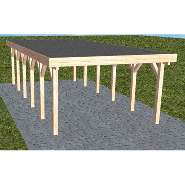 Carport Borkum LF Natur Holzblende, Flachdach mit EPDM Folie