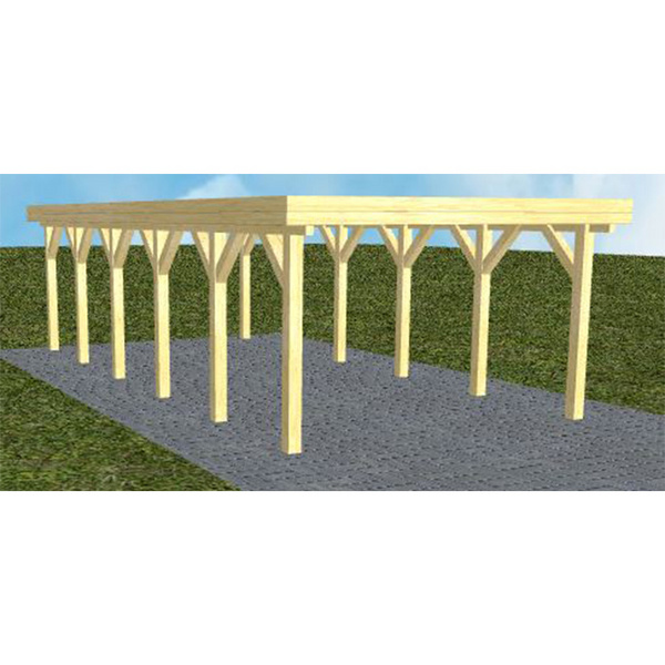 Carport Borkum LO Classic Holzblende, Flachdach ohne Bedachung