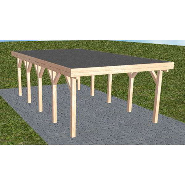 Carport Borkum MF Natur Holzblende, Flachdach mit EPDM Folie