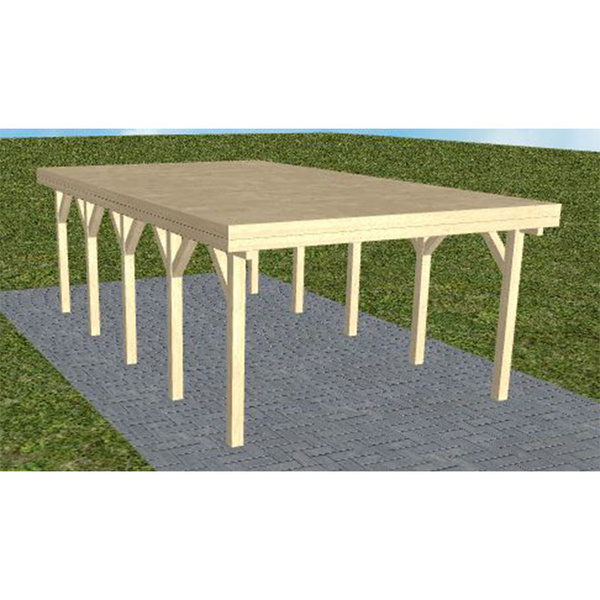 Carport Borkum MG Master Holzblende, Flachdach vorb.f. Gründach