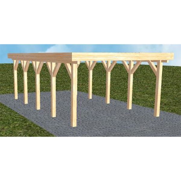 Carport Borkum MO Perfect Holzblende, Flachdach ohne Bedachung