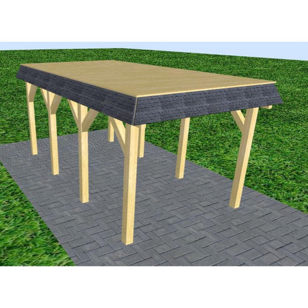 Carport Gettorf KG Classic Walmblende, Flachdach vorb.f. Gründach