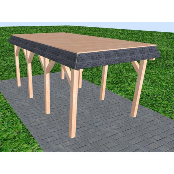 Carport Gettorf KG Natur Walmblende, Flachdach vorb.f. Gründach