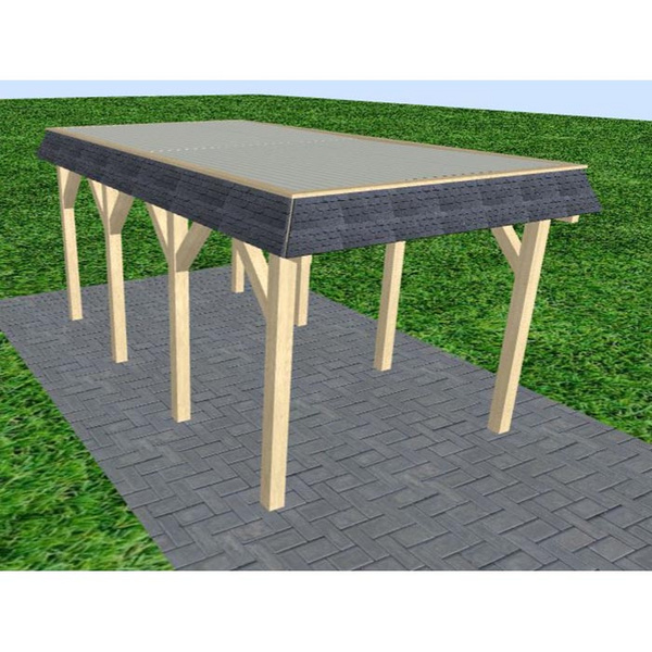 Carport Gettorf KT Master Walmblende, Flachdach mit Stahl-Trapezplatten Antikondens