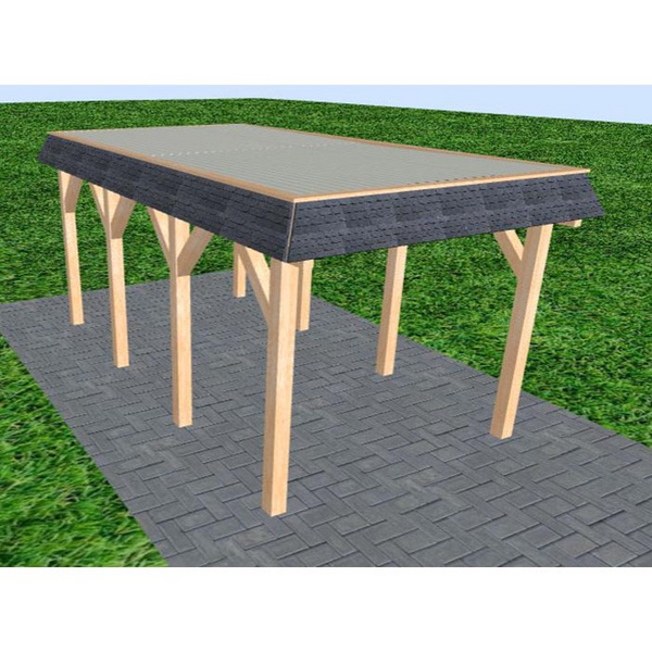 Carport Gettorf KT Perfect Walmblende, Flachdach mit Stahl-Trapezplatten Antikondens