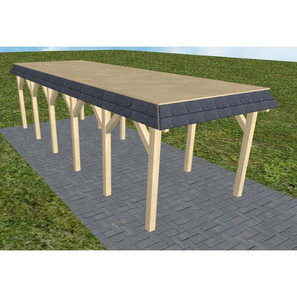 Carport Gettorf LG Master Walmblende, Flachdach vorb.f. Gründach