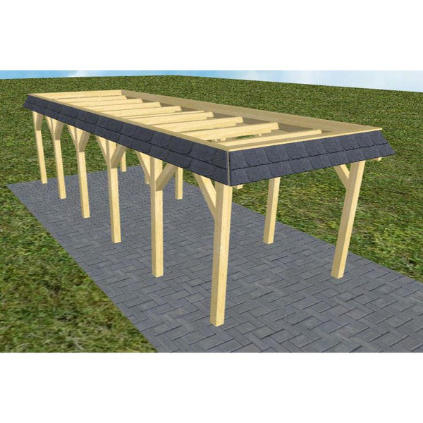 Carport Gettorf LO Classic Walmblende, Flachdach ohne Bedachung