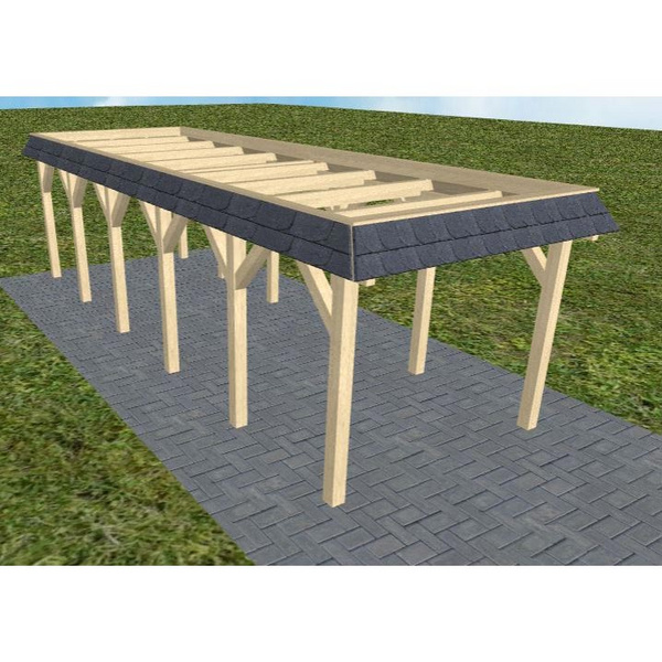 Carport Gettorf LO Master Walmblende, Flachdach ohne Bedachung