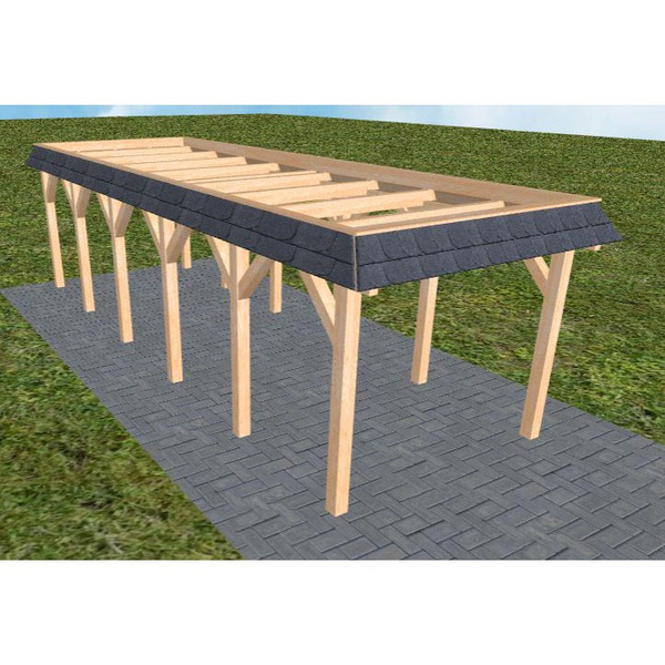 Carport Gettorf LO Perfect Walmblende, Flachdach ohne Bedachung