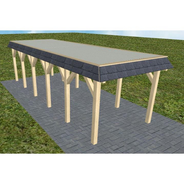 Carport Gettorf LT Master Walmblende, Flachdach mit Stahl-Trapezplatten Antikondens