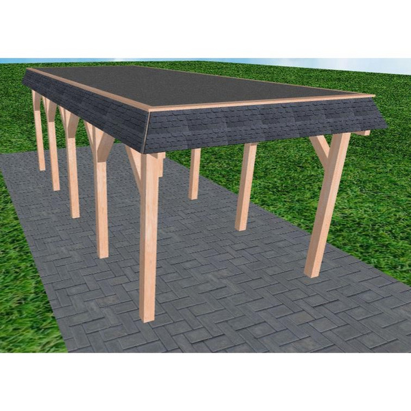 Carport Gettorf MF Natur Walmblende, Flachdach mit EPDM Folie