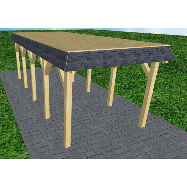 Carport Gettorf MG Classic Walmblende, Flachdach vorb.f. Gründach