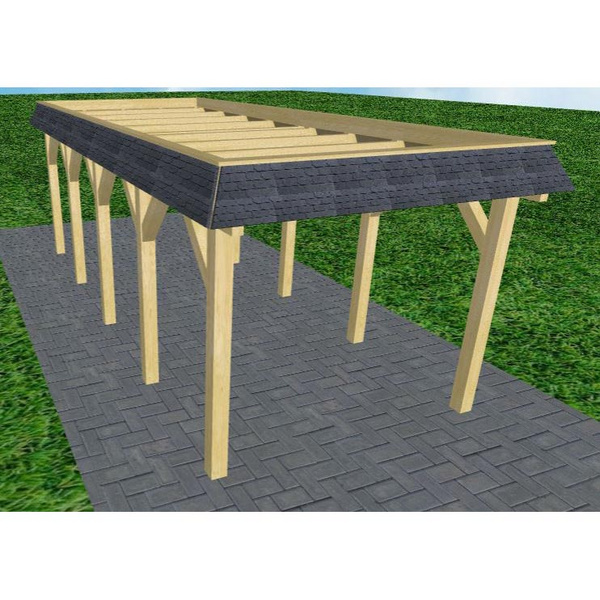 Carport Gettorf MO Classic Walmblende, Flachdach ohne Bedachung