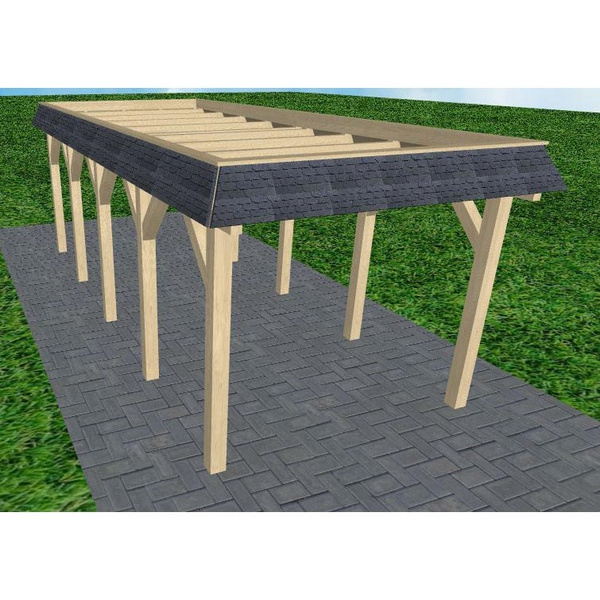 Carport Gettorf MO Master Walmblende, Flachdach ohne Bedachung