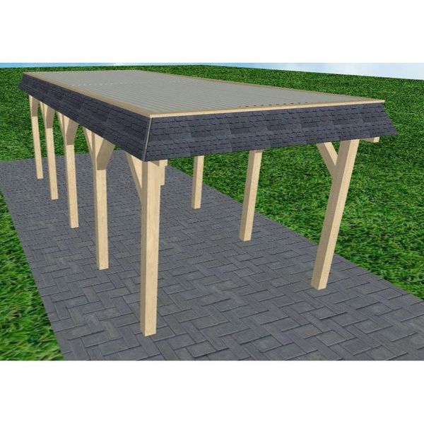 Carport Gettorf MT Master Walmblende, Flachdach mit Stahl-Trapezplatten Antikondens