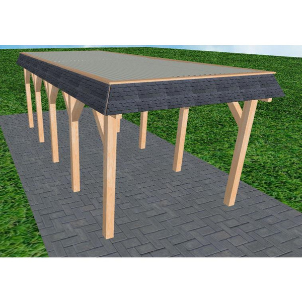 Carport Gettorf MT Perfect Walmblende, Flachdach mit Stahl-Trapezplatten Antikondens