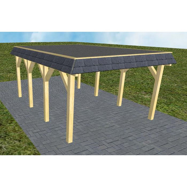 Carport Glinde KF Classic Walmblende, Flachdach mit EPDM Folie