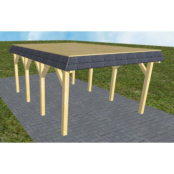 Carport Glinde KG Classic Walmblende, Flachdach vorb.f. Gründach