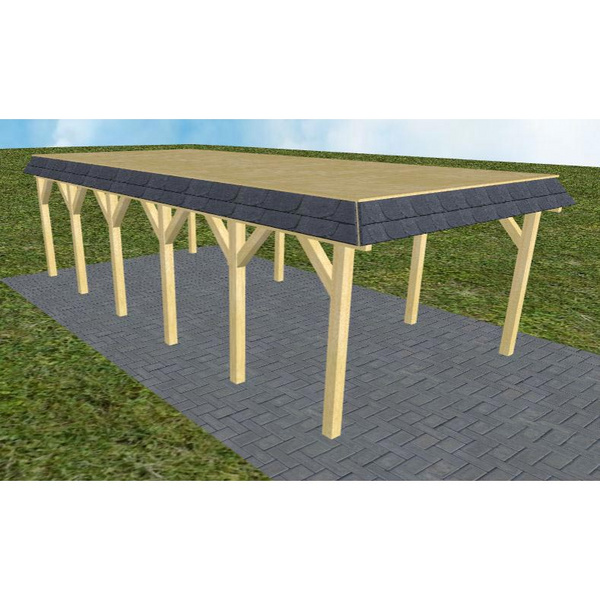 Carport Glinde LG Classic Walmblende, Flachdach vorb.f. Gründach