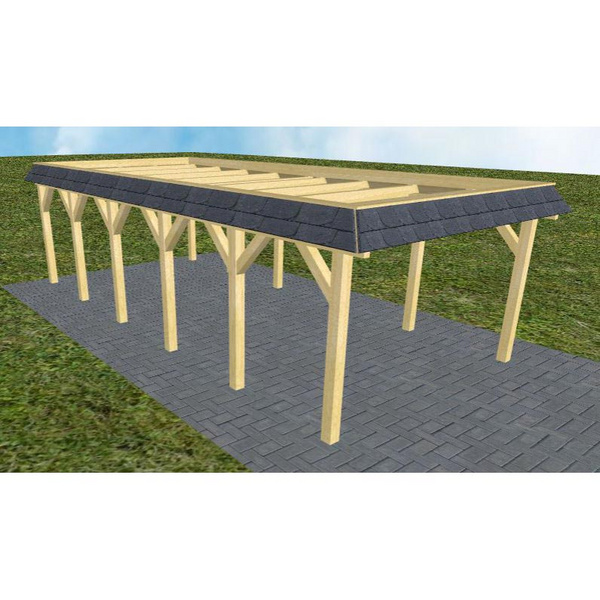 Carport Glinde LO Classic Walmblende, Flachdach ohne Bedachung