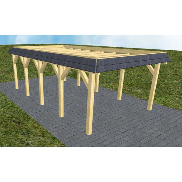 Carport Glinde MO Classic Walmblende, Flachdach ohne Bedachung