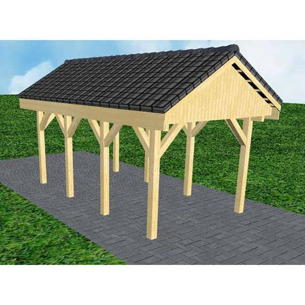 Carport Malchow KD Classic Satteldach, inkl. Pfannen und Rinne