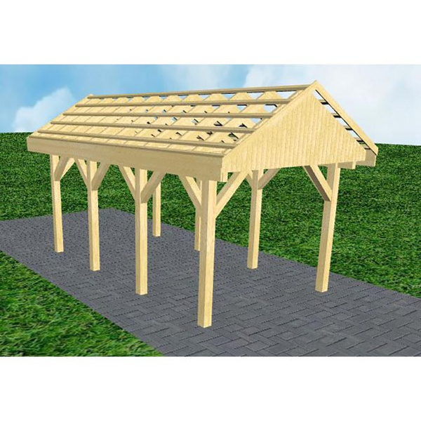 Carport Malchow KO Classic Satteldach, ohne Rinne, ohne Pfannen