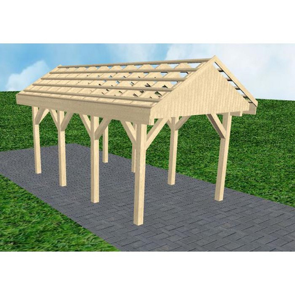 Carport Malchow KO Master Satteldach, ohne Rinne, ohne Pfannen