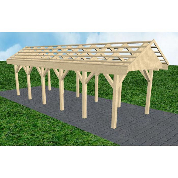 Carport Malchow LO Master Satteldach, ohne Rinne, ohne Pfannen