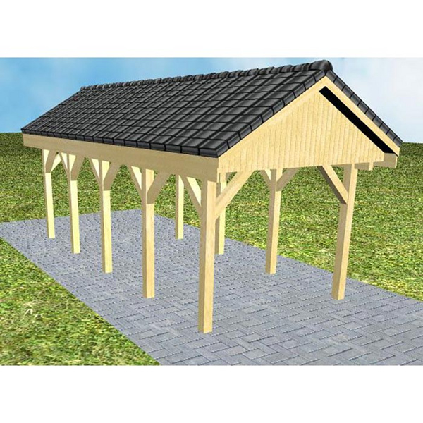 Carport Malchow MD Classic Satteldach, inkl. Pfannen und Rinne