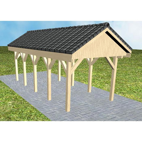 Carport Malchow MD Master Satteldach, inkl. Pfannen und Rinne