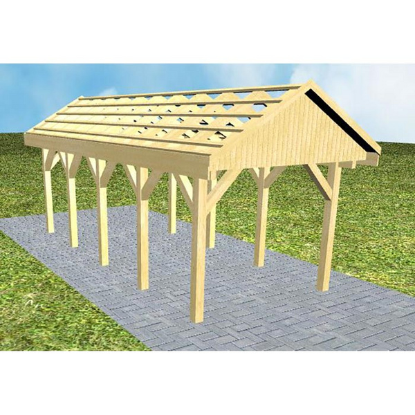 Carport Malchow MO Classic Satteldach, ohne Rinne, ohne Pfannen