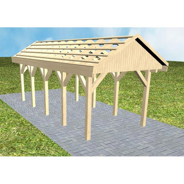 Carport Malchow MO Master Satteldach, ohne Rinne, ohne Pfannen