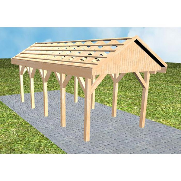 Carport Malchow MO Perfect Satteldach, ohne Rinne, ohne Pfannen