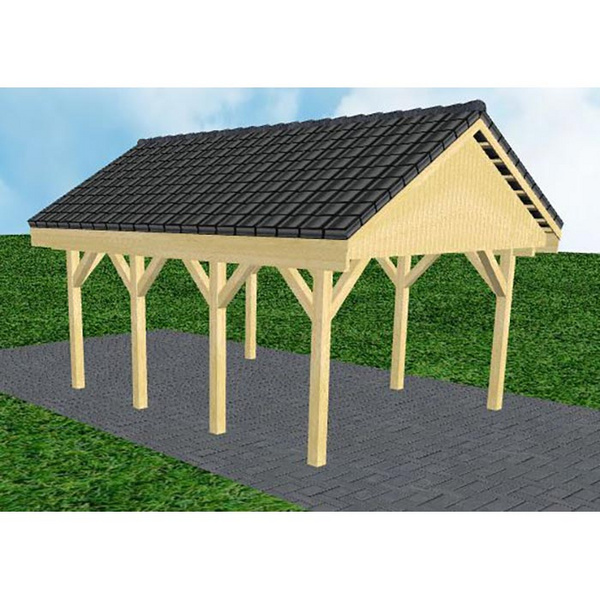 Carport Meldorf KD Classic Satteldach, inkl. Pfannen und Rinne