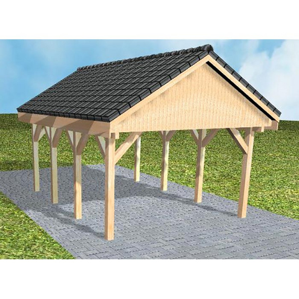 Carport Meldorf KD Perfect Satteldach, inkl. Pfannen und Rinne